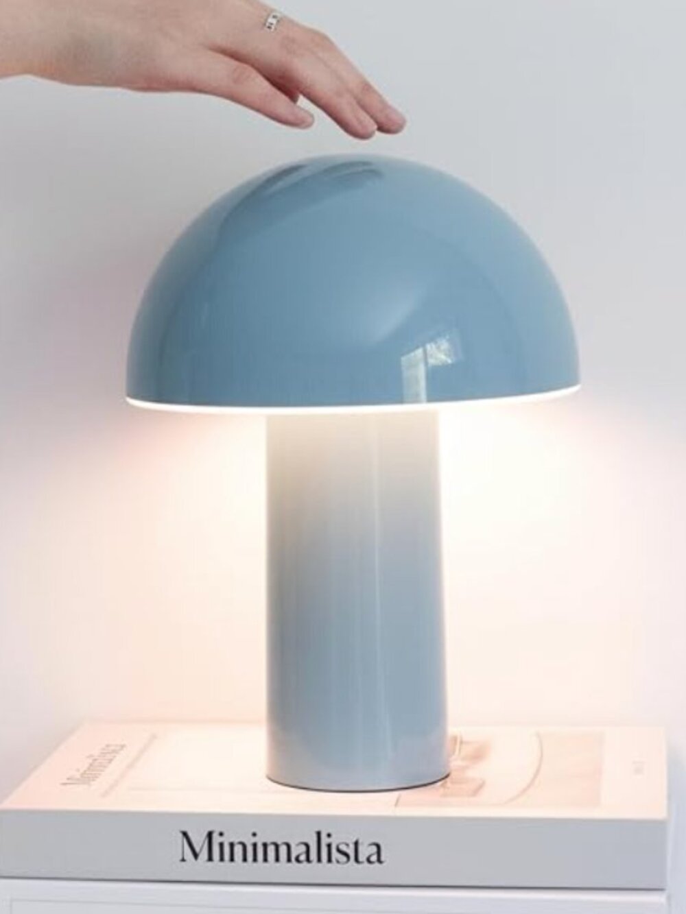 Brightech Celia Small Lamp – 10" Touch-Controlled Mushroom Table Lamp, Cordless